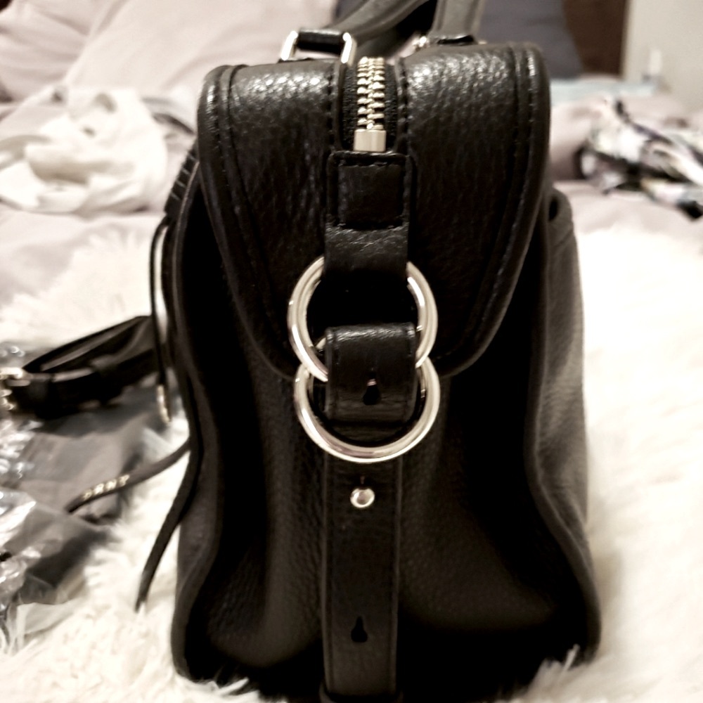 REDUCED - DKNY Marcy Black Medium Pebble Leather Crossbody Satchel NWT - Picture 10 of 14
